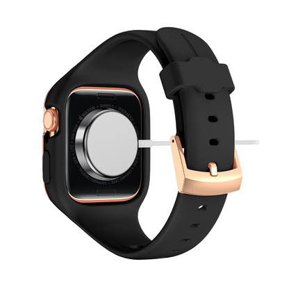 [All 4 colors of integrated case] Elegant silicone metal band [Apple Watch]