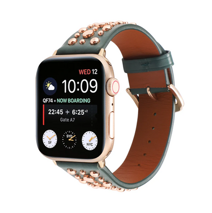 [4 colors available] Rose gold rivet leather band [Apple Watch]