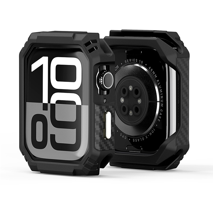 [Glass-free double-sided protection] Carbon fiber TPU frame case for Apple Watch