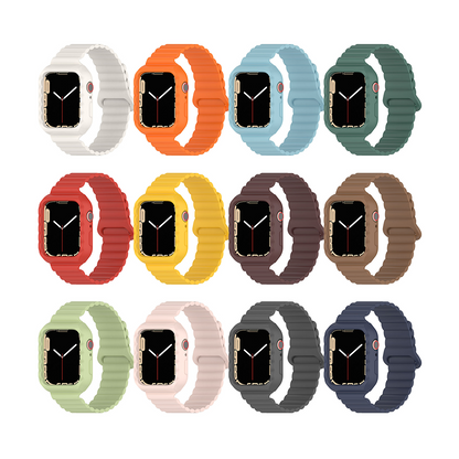 [18 colors available] Magnetic case integrated silicone band [Apple Watch]