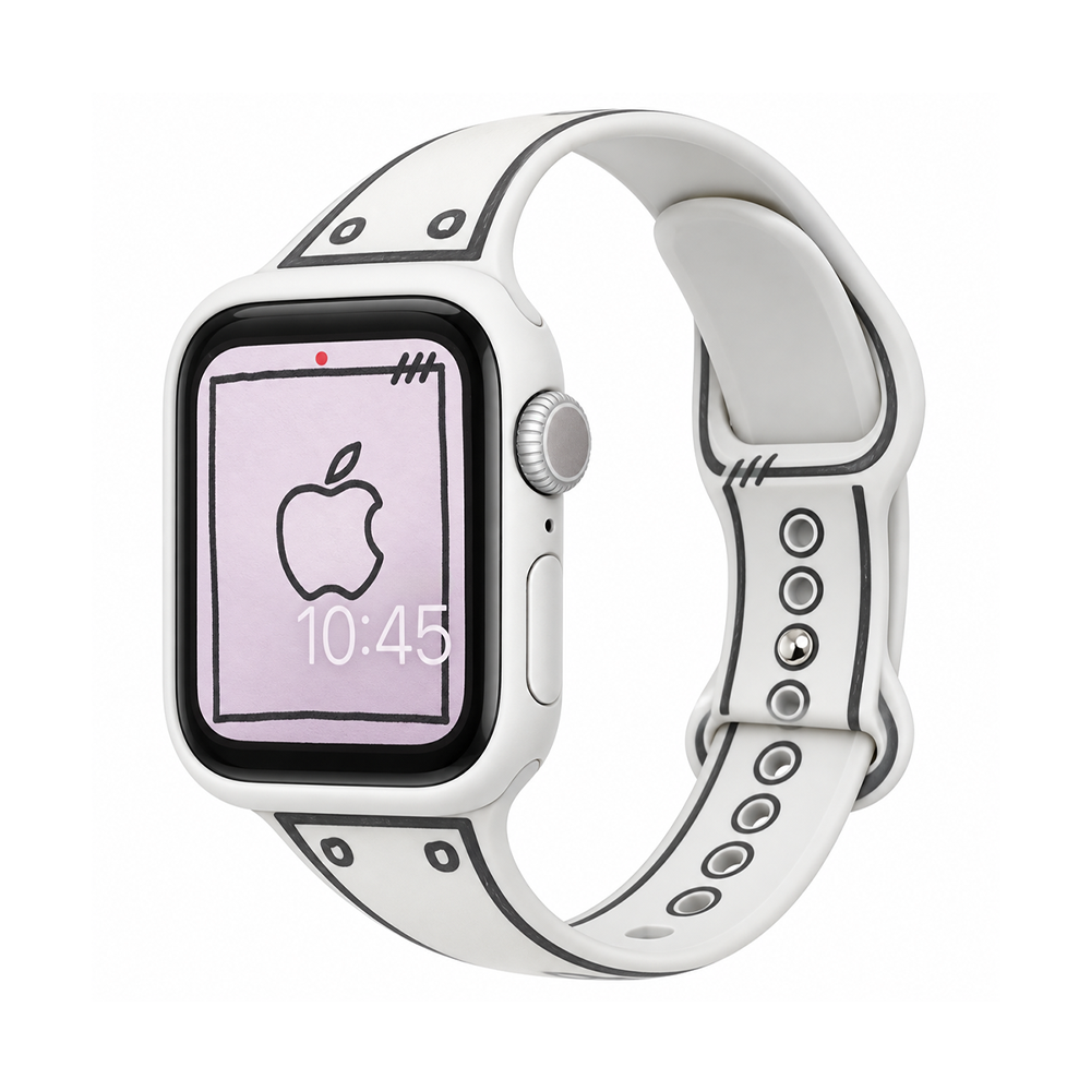 【手描き風デザイン】スケッチラインバンド＋ケース【アップルウォッチ】