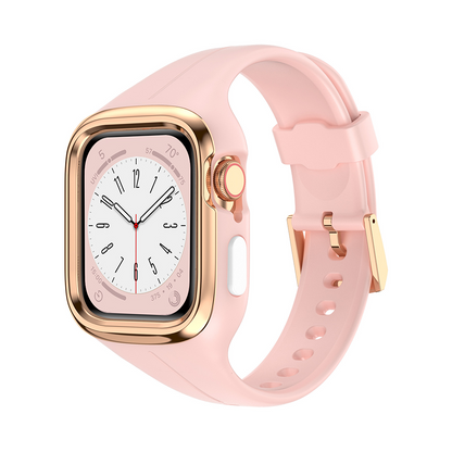 [All 4 colors of integrated case] Elegant silicone metal band [Apple Watch]