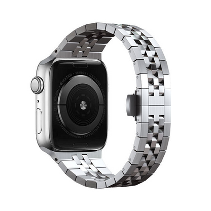 【重厚でエレガント】センターストライプメタルバンド【アップルウォッチ】