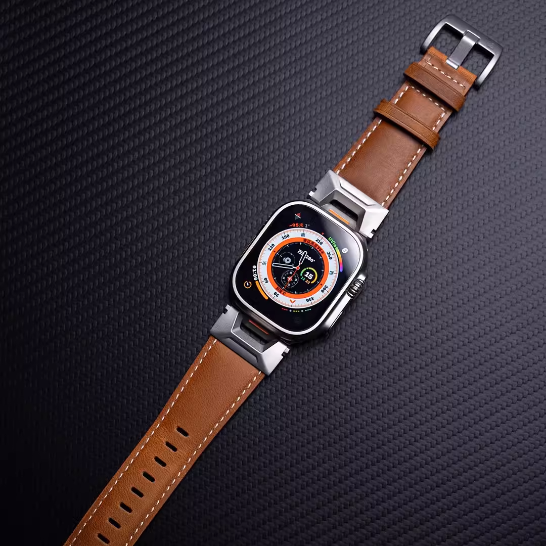 [4 colors available] Stainless steel connect leather band [Apple Watch]