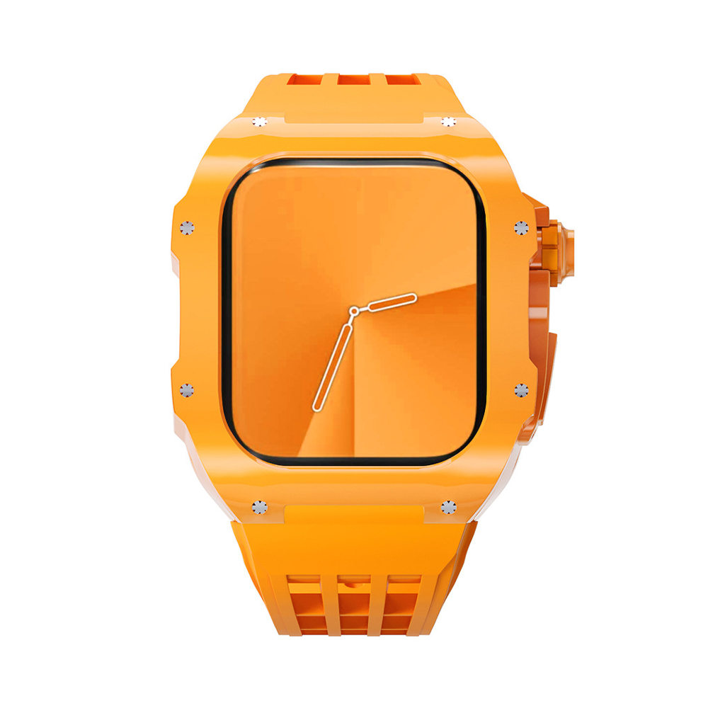 [4 colors available with integrated case] Solid color shell band [Apple Watch]