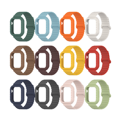 [18 colors available] Magnetic case integrated silicone band [Apple Watch]