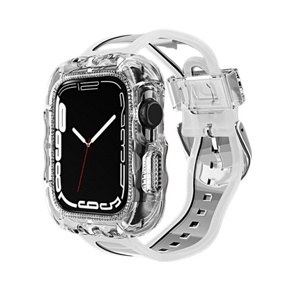 [6 colors available with integrated case] Large wave clear band [Apple Watch]