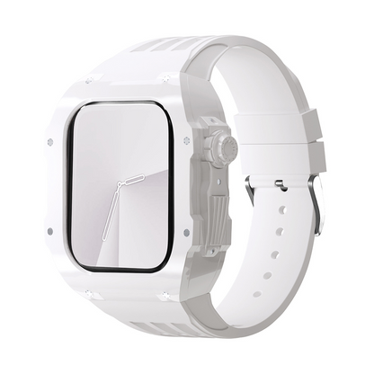 [4 colors available with integrated case] Solid color shell band [Apple Watch]