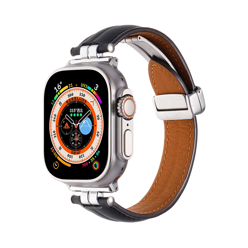 [12 colors available] Metal Link Leather Band [Apple Watch]