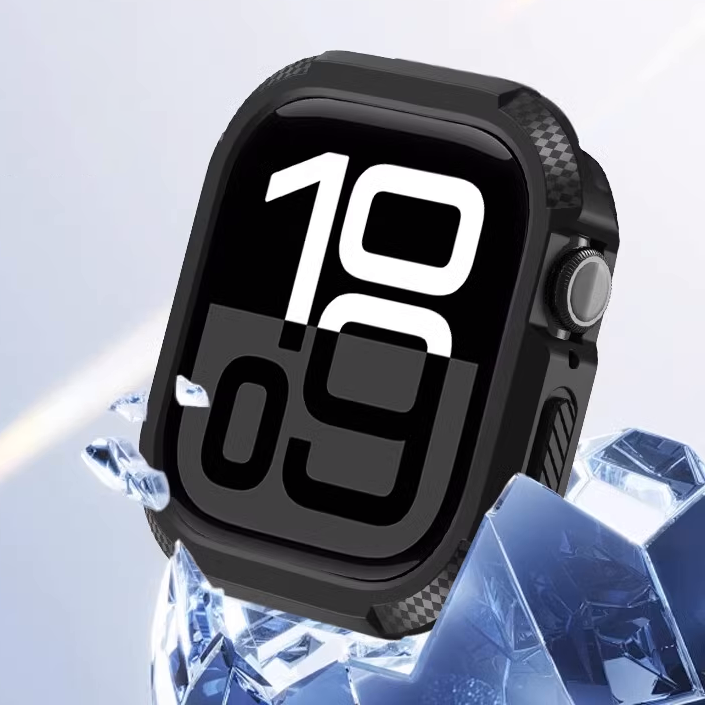 [Glass-free double-sided protection] Carbon pattern protective case [Apple Watch]