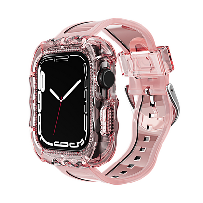 [6 colors available with integrated case] Large wave clear band [Apple Watch]