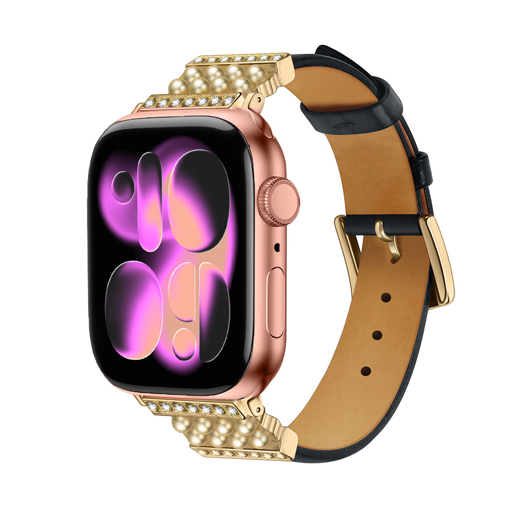 [Sparkle for adults] Pearl-accented leather band [Apple Watch]
