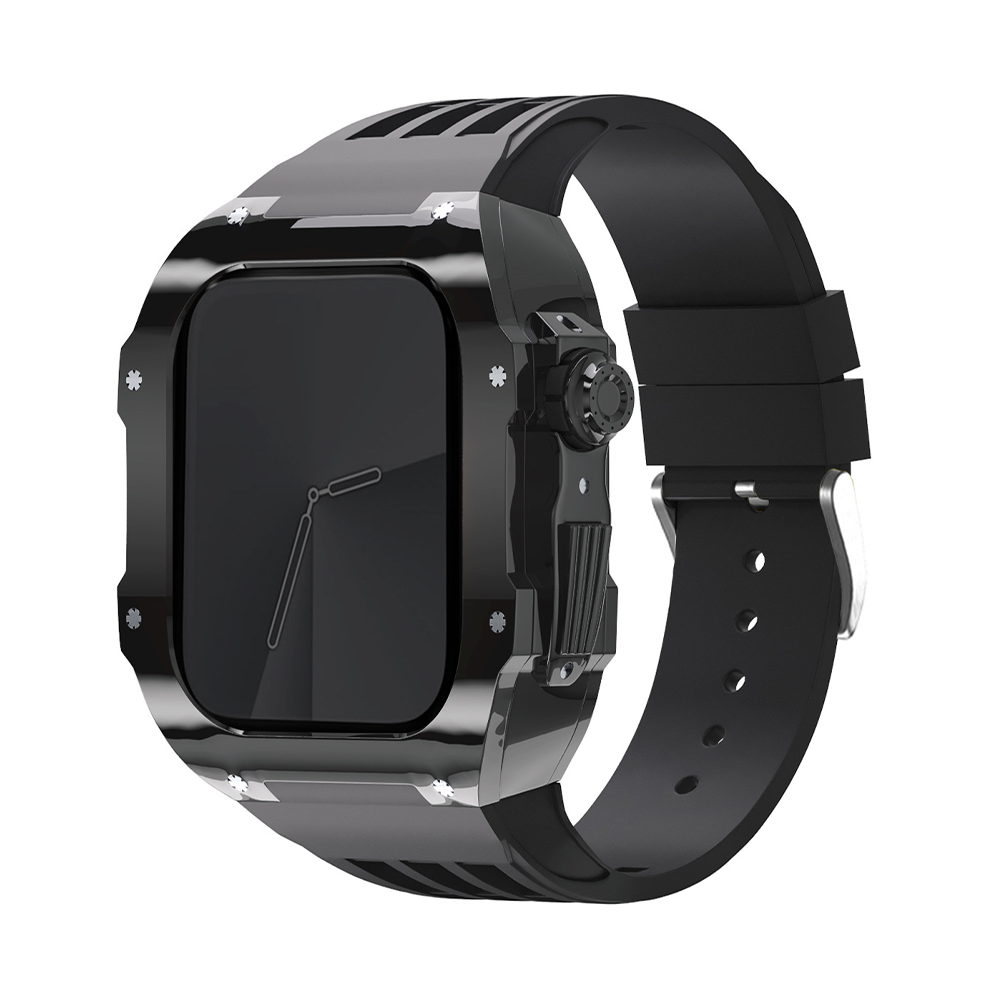 [4 colors available with integrated case] Solid color shell band [Apple Watch]