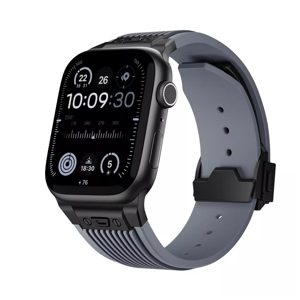 【目玉商品】メタルアクセントシリコンバンド【アップルウォッチ】