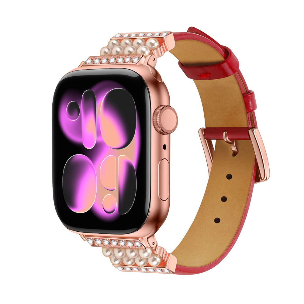 【大人のきらめき】パールアクセントレザーバンド【アップルウォッチ】