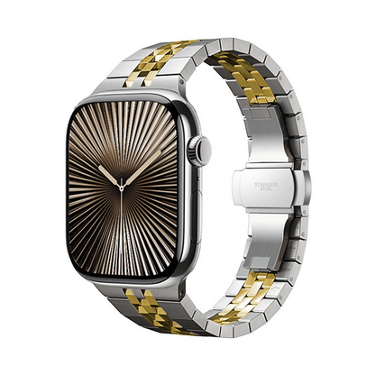 【重厚でエレガント】センターストライプメタルバンド【アップルウォッチ】