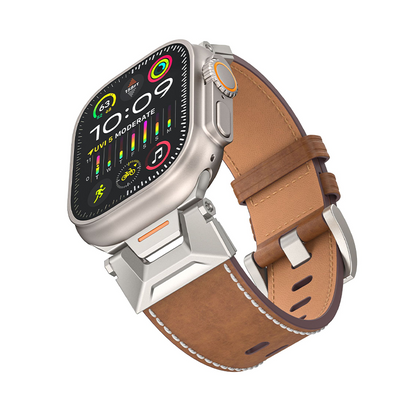 [4 colors available] Stainless steel connect leather band [Apple Watch]