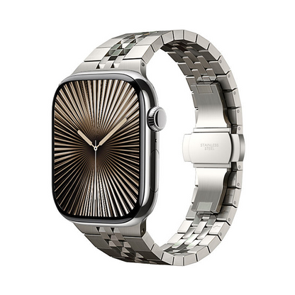 【重厚でエレガント】センターストライプメタルバンド【アップルウォッチ】