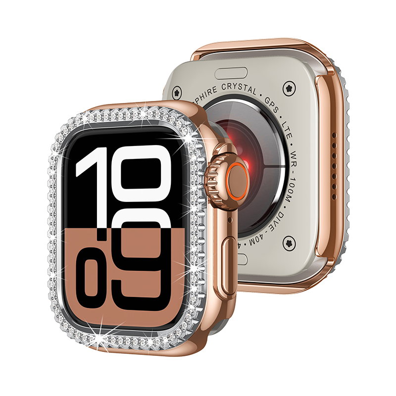 [Glass-free double-sided protection] Rhinestone double-sided protective case [Apple Watch]