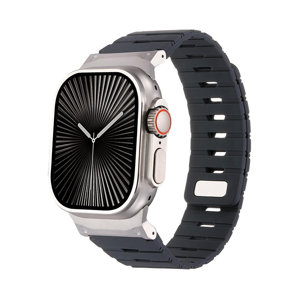 【しっかりフィット】マグネットロックシリコンバンド【アップルウォッチ】