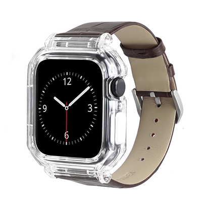 [7 colors available with integrated case] Leather band with protective case [Apple Watch]