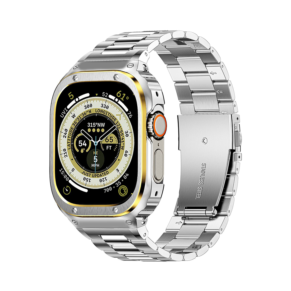 【メタル一体構造】フルメタルケース一体型バンド【アップルウォッチ】