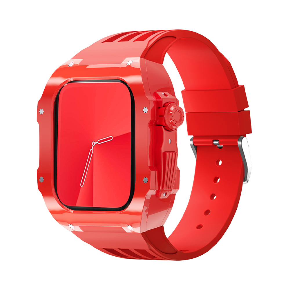 [4 colors available with integrated case] Solid color shell band [Apple Watch]