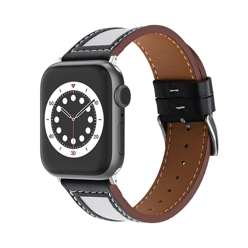 【大人の配色】キャンバスレザーミックスバンド【アップルウォッチ】