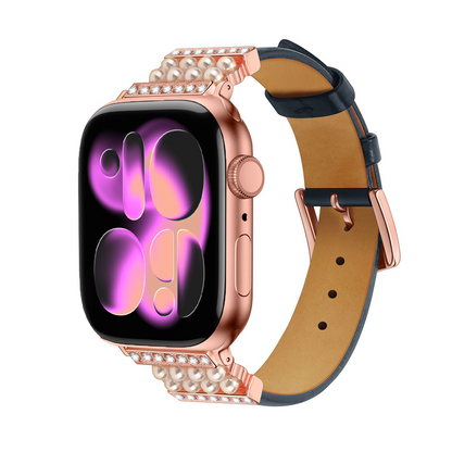 【大人のきらめき】パールアクセントレザーバンド【アップルウォッチ】