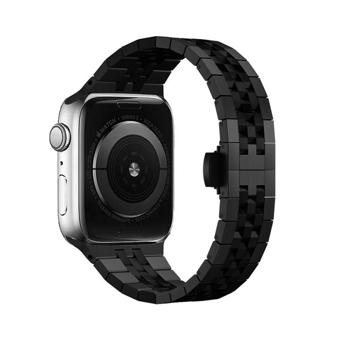 【重厚でエレガント】センターストライプメタルバンド【アップルウォッチ】