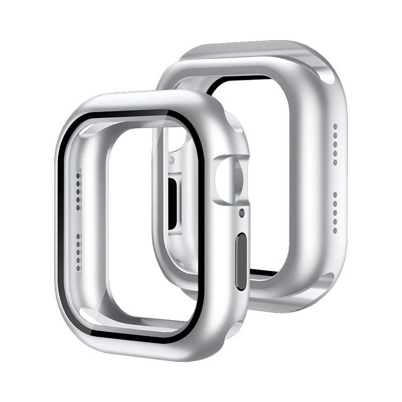 [Double-sided glass protection] Full-coverage aluminum glass case for Apple Watch