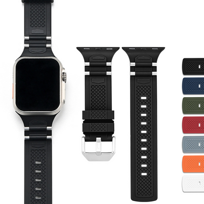 【汗でも快適】メタルパーツシリコンバンド【アップルウォッチ】