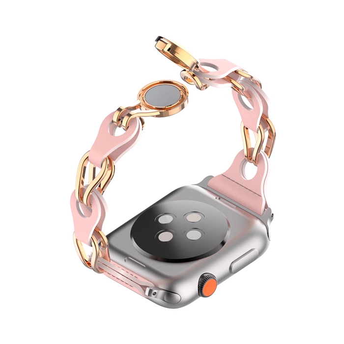 [Accessory-like] Metallic leather chain band [Apple Watch]