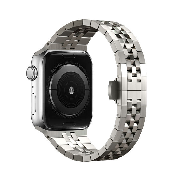 【重厚でエレガント】センターストライプメタルバンド【アップルウォッチ】