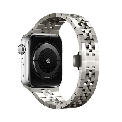 【重厚でエレガント】センターストライプメタルバンド【アップルウォッチ】