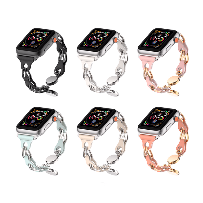 [Accessory-like] Metallic leather chain band [Apple Watch]