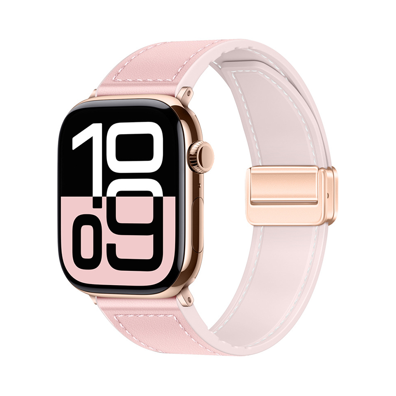[40 colors available] Silicone Leather Magnetic Band [Apple Watch]