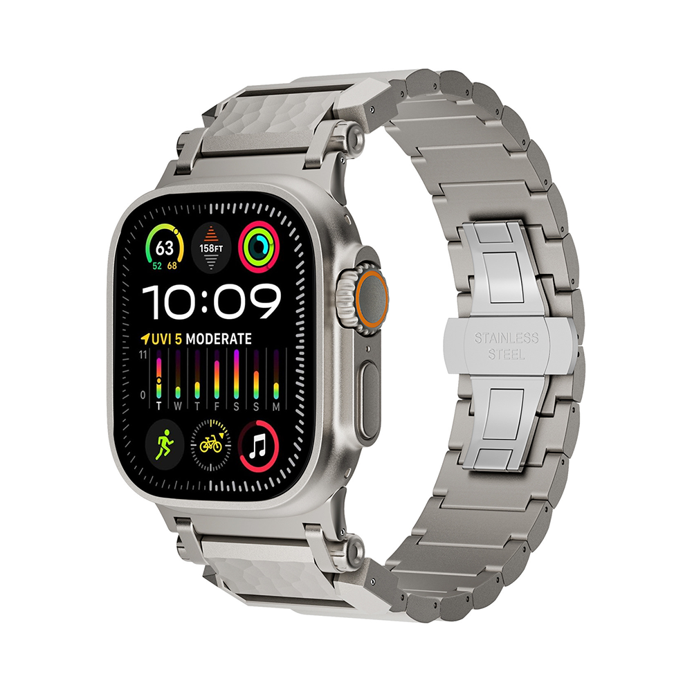 【無骨かつ上質】ハンマーテクスチャチタンバンド【アップルウォッチ】