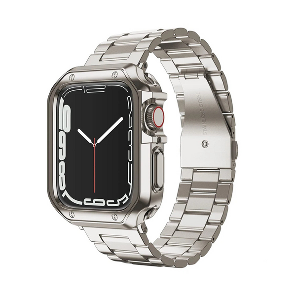 [Case and set] Stainless steel band with shell cover [Apple Watch]