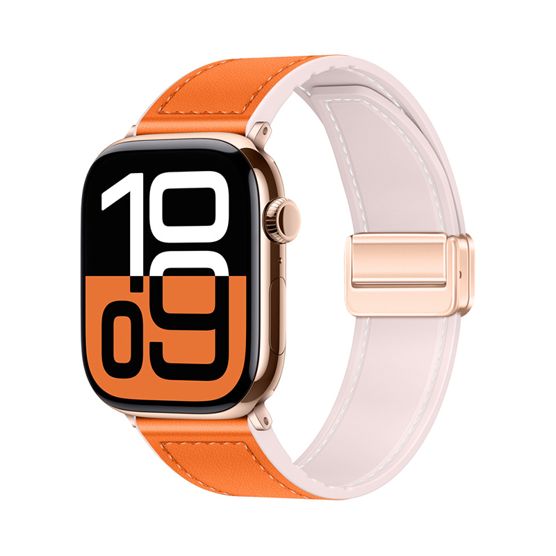 [40 colors available] Silicone Leather Magnetic Band [Apple Watch]