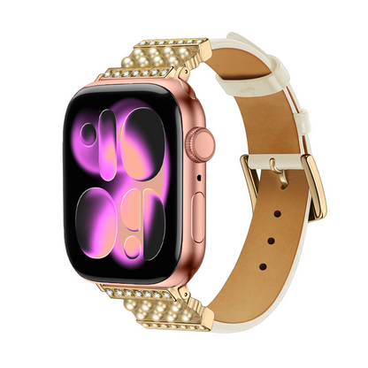 【大人のきらめき】パールアクセントレザーバンド【アップルウォッチ】