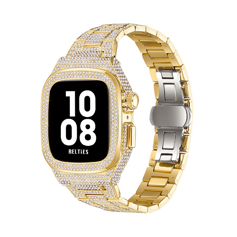 [3 colors available with integrated case] Luxury crystal band [Apple Watch]