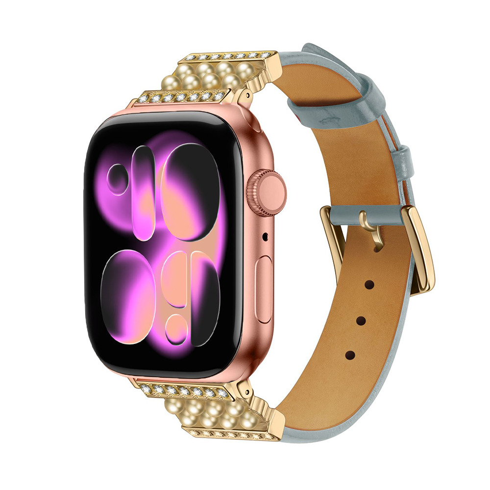 【大人のきらめき】パールアクセントレザーバンド【アップルウォッチ】