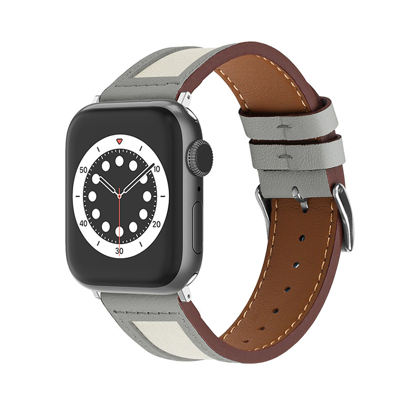 【大人の配色】キャンバスレザーミックスバンド【アップルウォッチ】