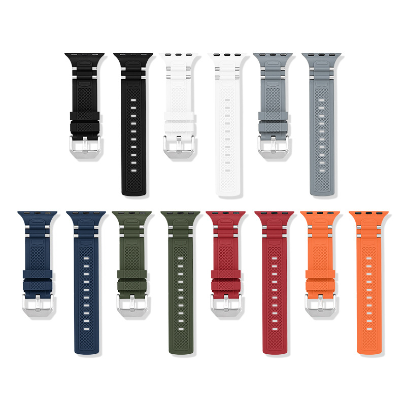 【汗でも快適】メタルパーツシリコンバンド【アップルウォッチ】