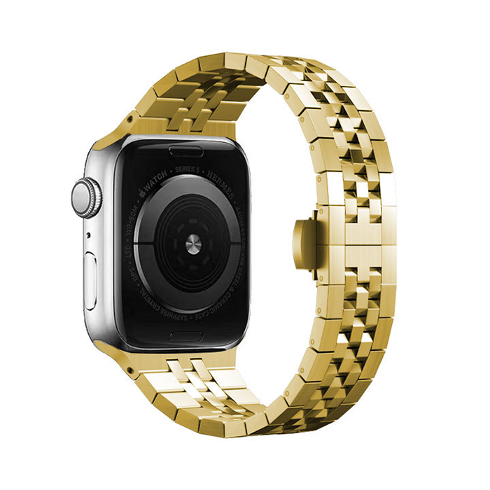 【重厚でエレガント】センターストライプメタルバンド【アップルウォッチ】