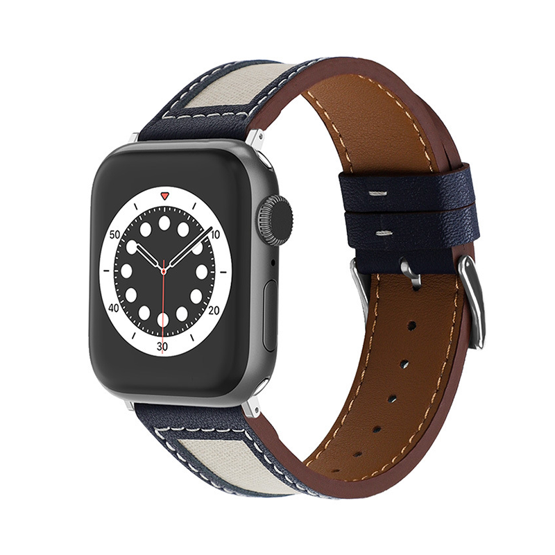 【大人の配色】キャンバスレザーミックスバンド【アップルウォッチ】