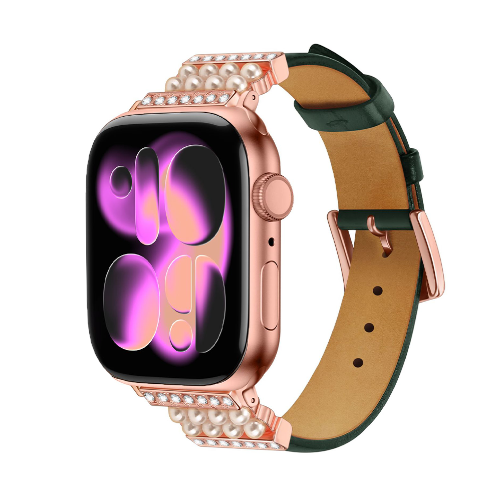 [Sparkle for adults] Pearl-accented leather band [Apple Watch]