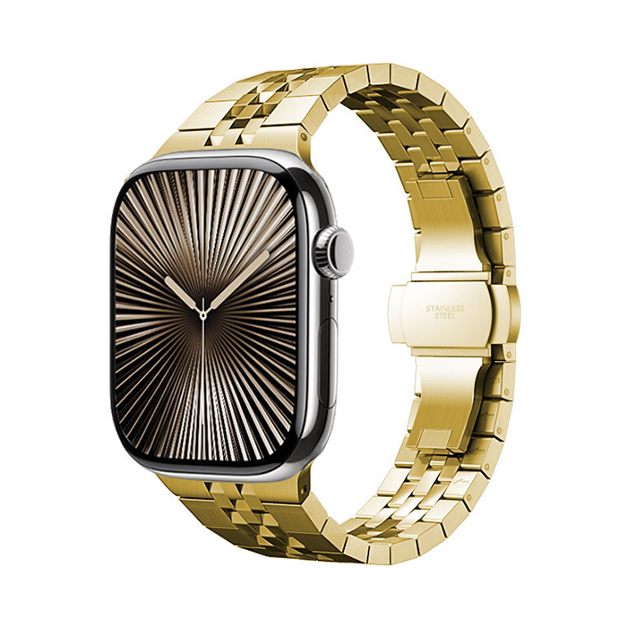 【重厚でエレガント】センターストライプメタルバンド【アップルウォッチ】