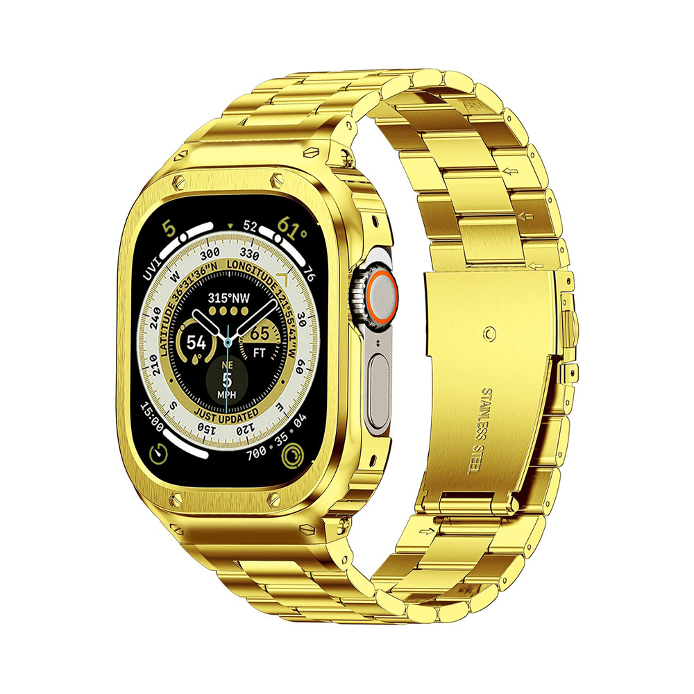 【メタル一体構造】フルメタルケース一体型バンド【アップルウォッチ】